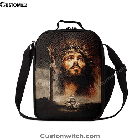 Jesus On The Cross With Crown Of Thorns Lunch Bag, Christian Lunch Box For School, Picnic