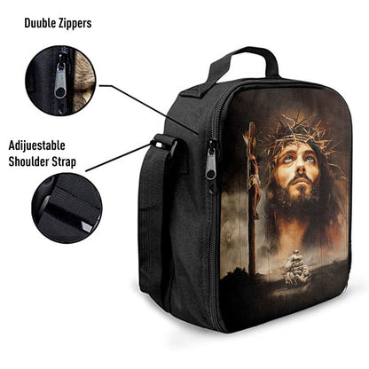 Jesus On The Cross With Crown Of Thorns Lunch Bag, Christian Lunch Box For School, Picnic