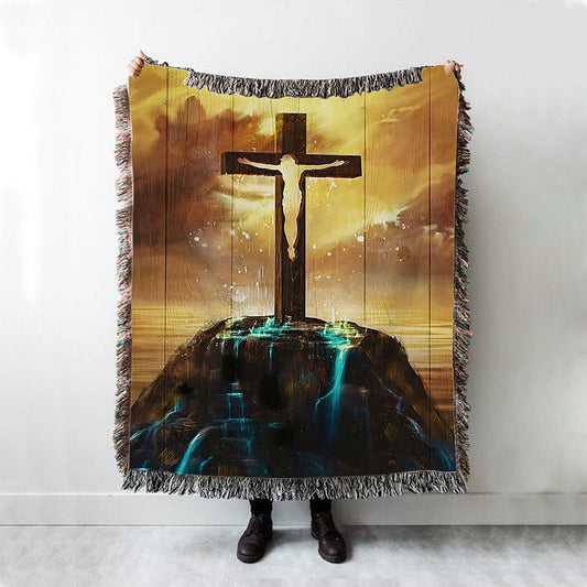 Jesus On The Cross Woven Throw Blanket - Jesus Woven Blanket Pictures - Christian Woven Throw Blanket