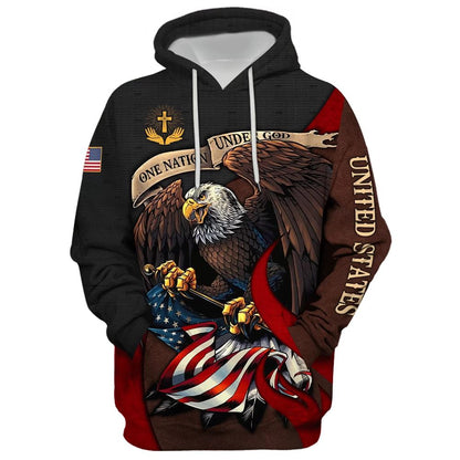 Jesus One Nation Under God American Flag Hoodie For Men & Women, God 3D Printed Hoodie, Christian Apparel Hoodies