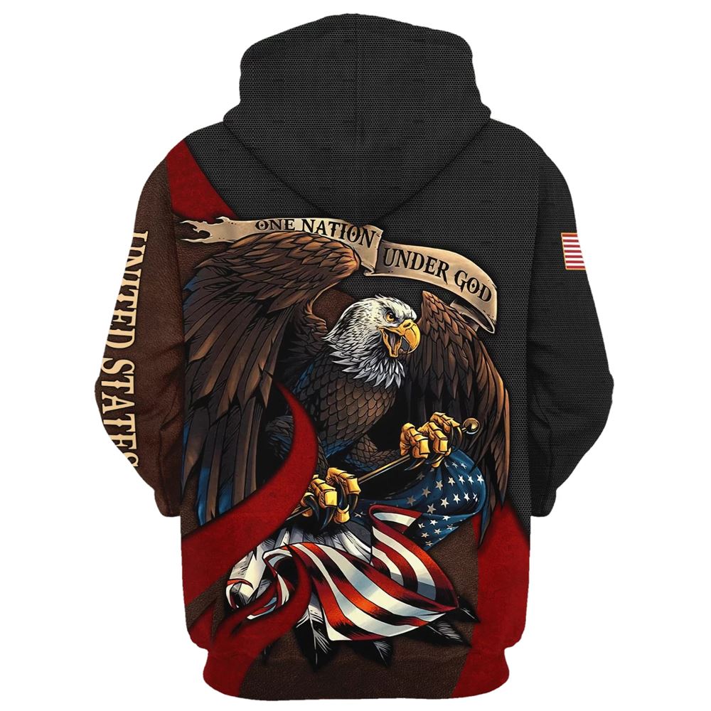 Jesus One Nation Under God American Flag Hoodie For Men & Women, God 3D Printed Hoodie, Christian Apparel Hoodies
