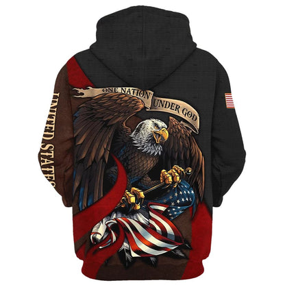 Jesus One Nation Under God American Flag Hoodie For Men & Women, God 3D Printed Hoodie, Christian Apparel Hoodies