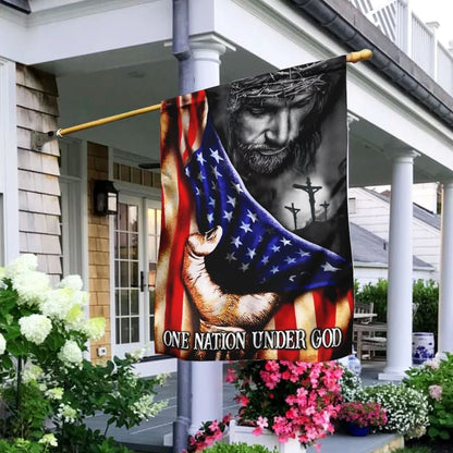 Jesus One Nation Under God House Flags, Christian Flag, Scripture Flag, Garden Banner