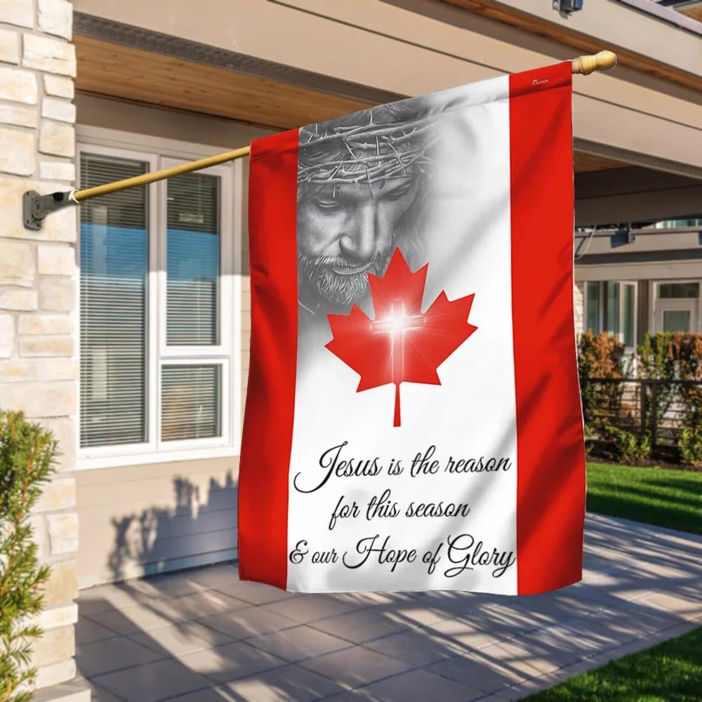Jesus Our Hope Of Glory Canada Canadian House Flag, Christian Flag, Christian Flag, Scripture Flag, Garden Banner