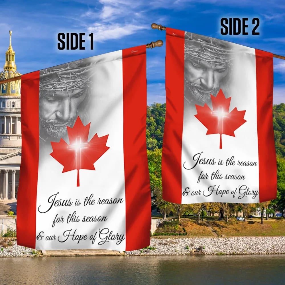 Jesus Our Hope Of Glory Canada Canadian House Flag, Christian Flag, Christian Flag, Scripture Flag, Garden Banner