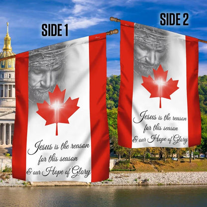 Jesus Our Hope Of Glory Canada Canadian House Flag, Christian Flag, Christian Flag, Scripture Flag, Garden Banner