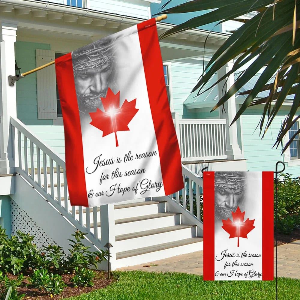 Jesus Our Hope Of Glory Canada Canadian House Flag, Christian Flag, Christian Flag, Scripture Flag, Garden Banner