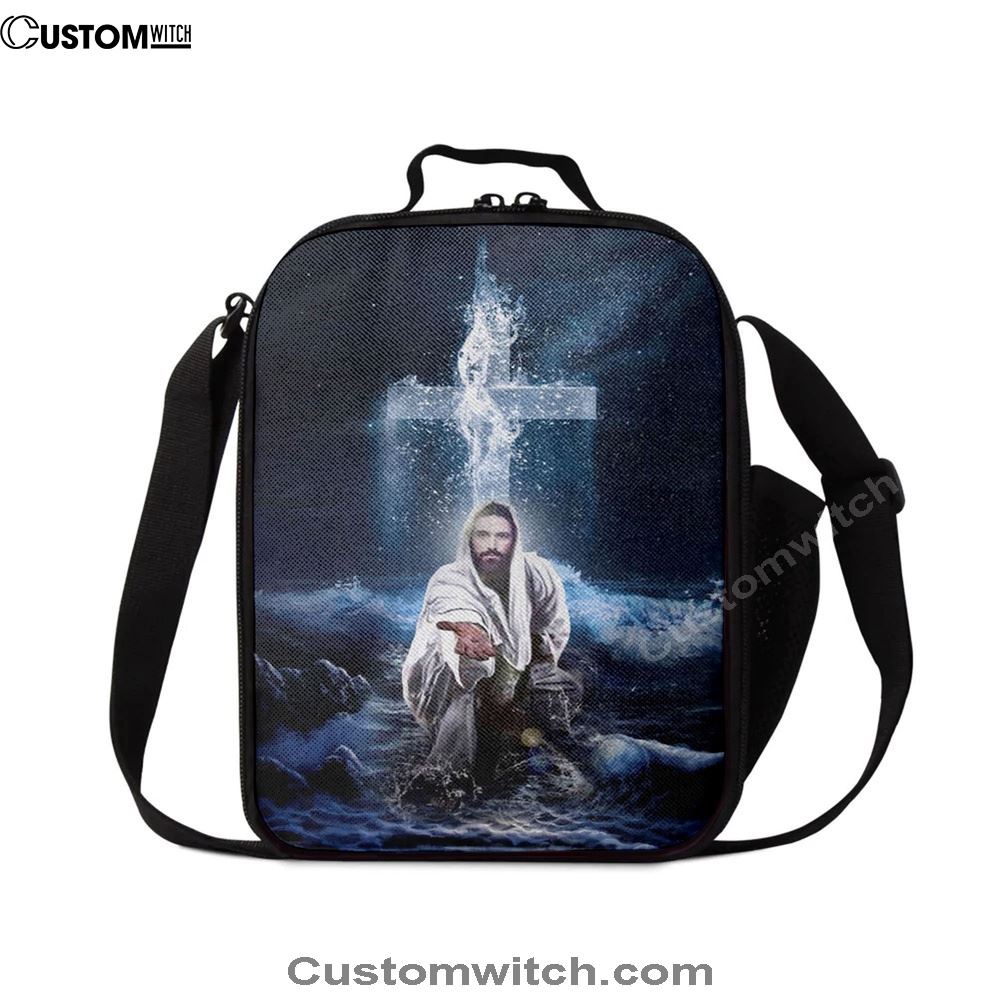 Jesus Outstretched Hands Saves Lunch Bag, Christian Lunch Box For School, Picnic