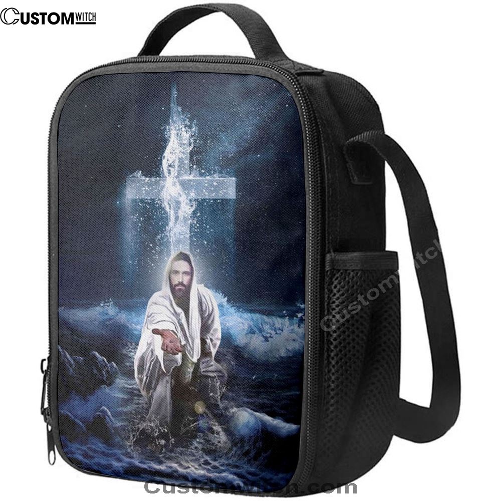 Jesus Outstretched Hands Saves Lunch Bag, Christian Lunch Box For School, Picnic