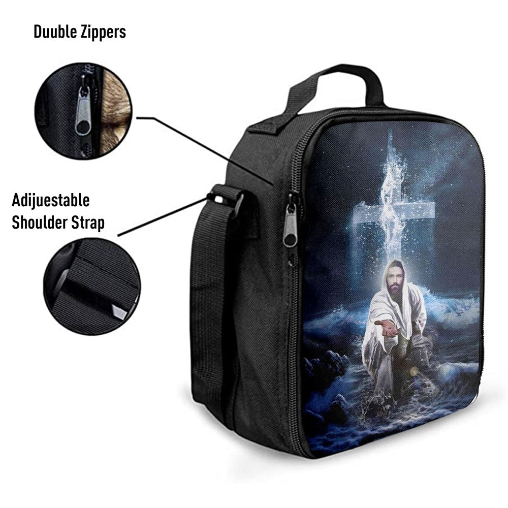 Jesus Outstretched Hands Saves Lunch Bag, Christian Lunch Box For School, Picnic