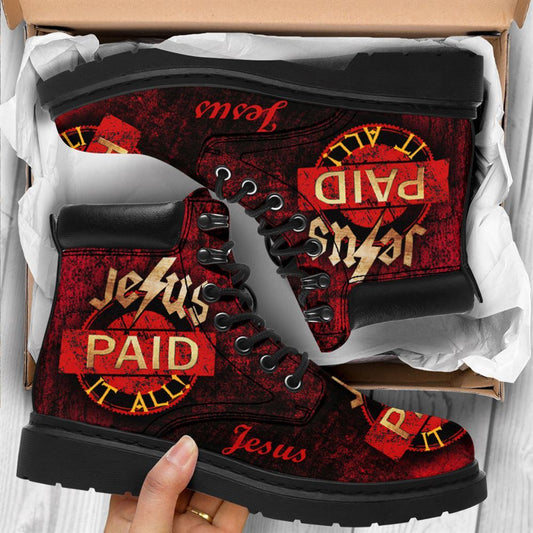 Jesus Paid It All Boots, Christian Lifestyle Boots, Bible Verse Boots, Christian Apparel Boots