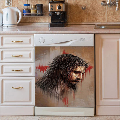 Jesus Paid It All Thorn Of Crown Dishwasher Cover, Christian Dishwasher Stickers, Bible Verse Kitchen Decor