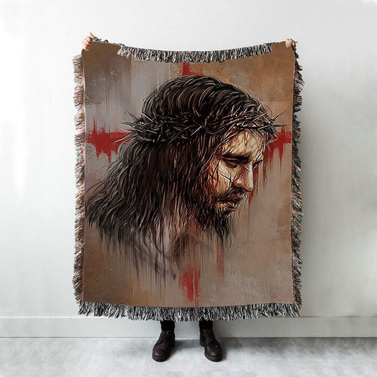 Jesus Paid It All Thorn Of Crown Woven Blanket Art - Christian Art - Bible Verse Throw Blanket - Religious Home Decor
