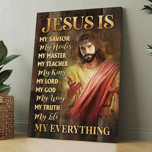 Jesus Painting, Crown Of Thorn, Jesus Is My Savior, My Healer Canvas, Christmas Gift for Christian