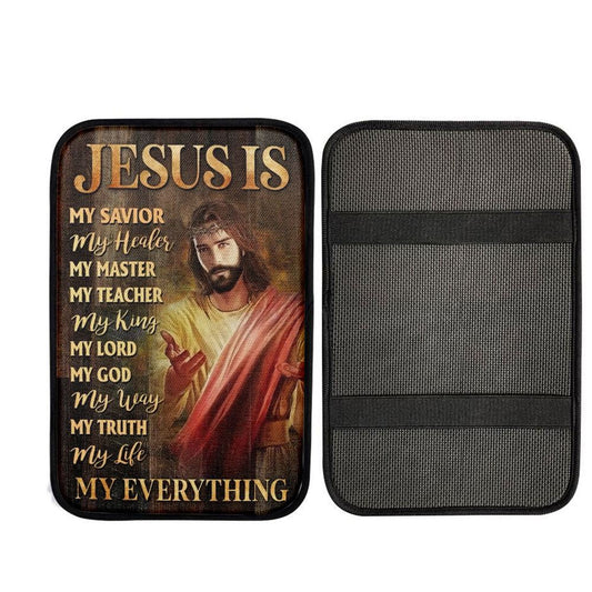 Jesus Painting, Crown Of Thorn, Jesus Is My Savior, My Healer Car Center Console Cover, Car Armrest Pad, Christian Gift, Armrest Box Mat