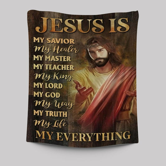 Jesus Painting, Crown Of Thorn, Jesus Is My Savior, My Healer Tapestry