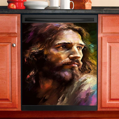 Jesus Painting Dishwasher Cover, Jesus Dishwasher Stickers, Christian Kitchen Decor