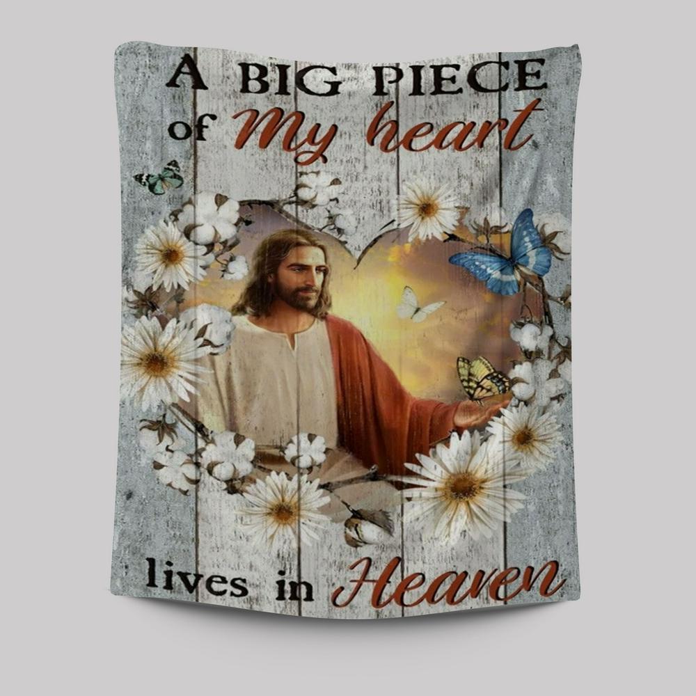 Jesus Painting, Gerbera Daisy, A Big Piece Of My Heart Tapestry