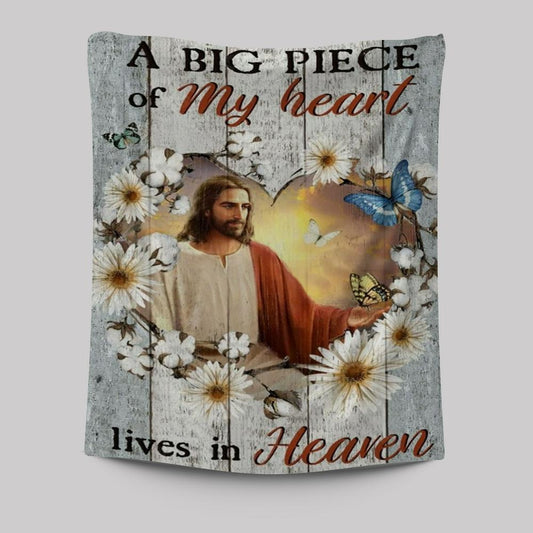 Jesus Painting, Gerbera Daisy, A Big Piece Of My Heart Tapestry