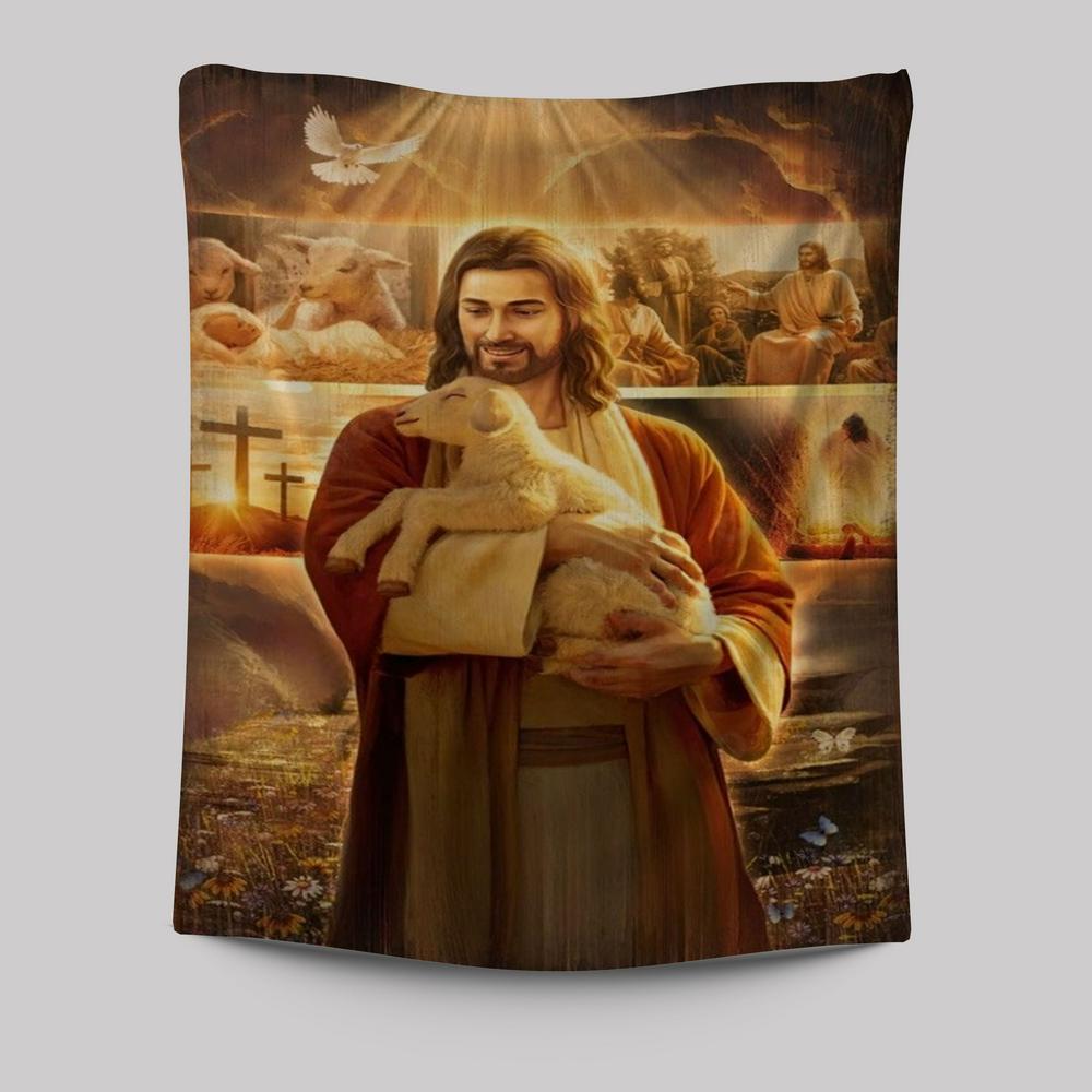 Jesus Painting, Lamb Of Jesus, Heaven Light, Jesus Life Tapestry