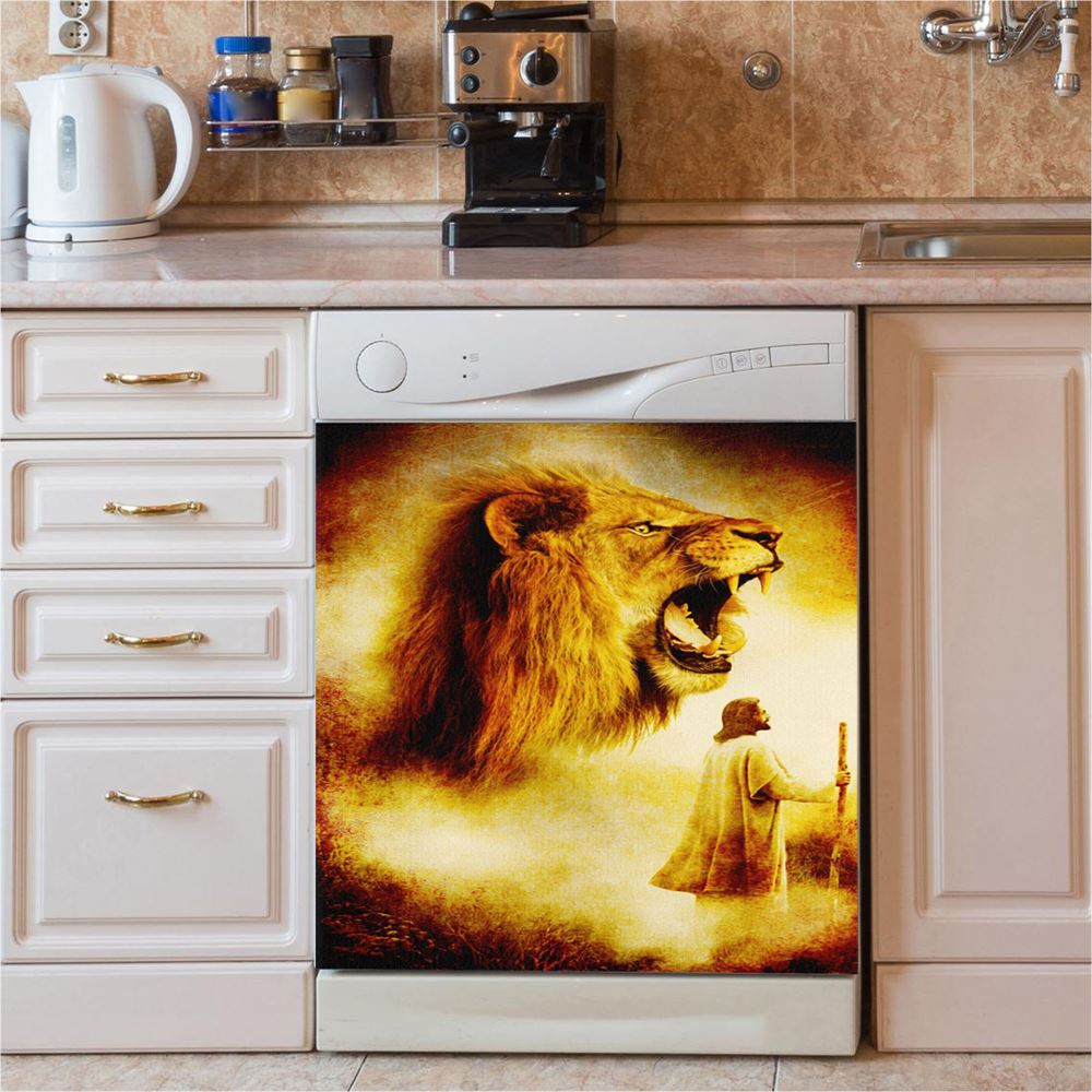 Jesus Painting Lion Dishwasher Cover, Jesus Christ Dishwasher Stickers, Christian Kitchen Decor