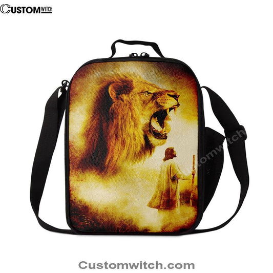 Jesus Painting Lion Lunch Bag, Christian Lunch Box For School, Picnic
