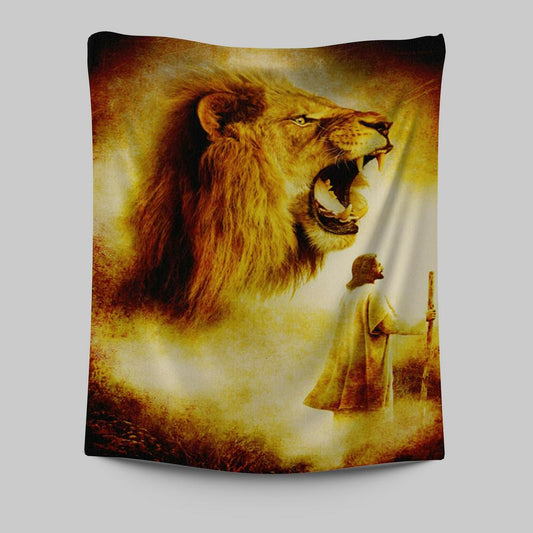 Jesus Painting Lion Tapestry Prints - Jesus Christ Tapestry Art - Christian Wall Decor