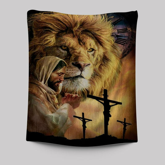 Jesus Painting, Pray For Healing, Lion, Jesus On The Cross Tapestry