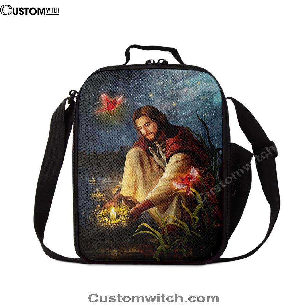 Jesus Painting Red Cardinal Advent Candles Lunch Bag, Christian Lunch Box For School, Picnic