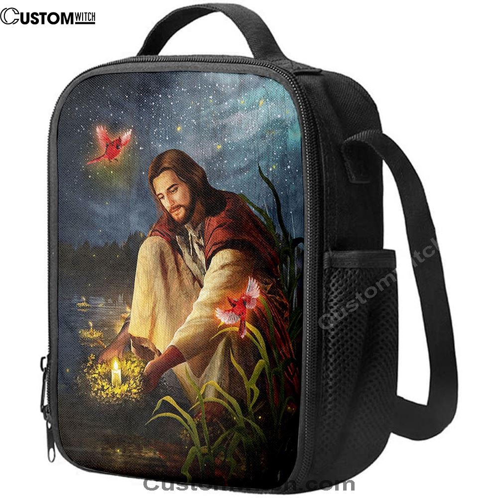 Jesus Painting Red Cardinal Advent Candles Lunch Bag, Christian Lunch Box For School, Picnic