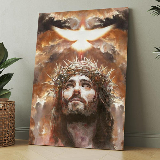 Jesus Painting, The Dove Of Peace, Heaven's Light, The Beautiful Sky Canvas, Christmas Gift for Christian
