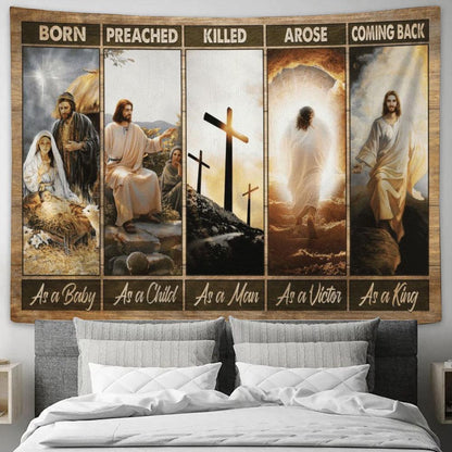 Jesus Painting The Life Of Jesus He Comes Back As A King Tapestry, Tapestries for Living Room Bedroom