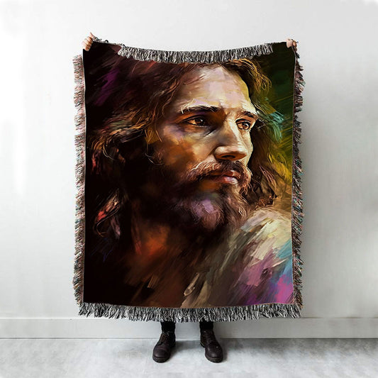 Jesus Painting Woven Blanket Prints - Jesus Woven Blanket Art - Christian Throw Blanket Decor