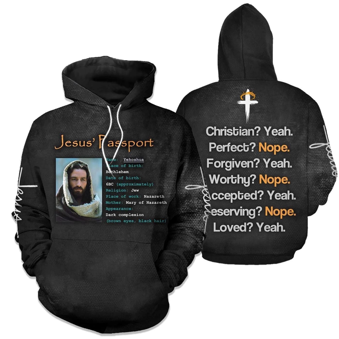 Jesus Passport Christian Forgiven Accepted And Loved God 3D Hoodie For Man And Women, Jesus Printed 3D Hoodie