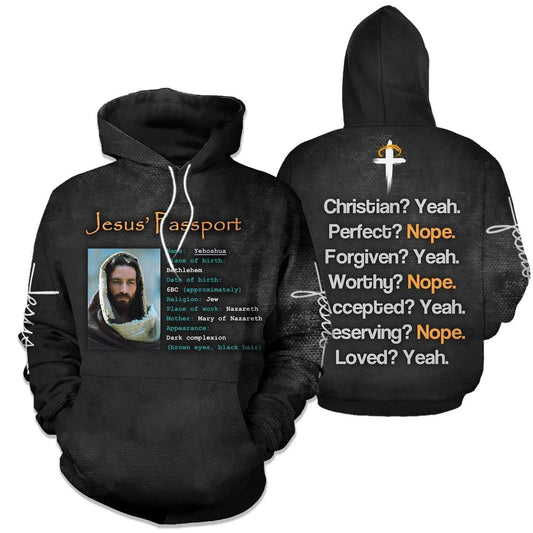 Jesus Passport Christian Forgiven Accepted And Loved God 3D Hoodie For Man And Women, Jesus Printed 3D Hoodie