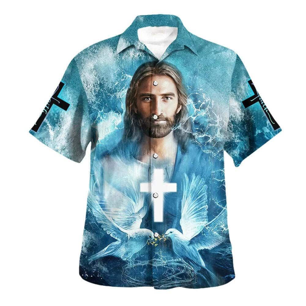 Jesus Pigeon Cross Hawaiian Shirt For Men, Christian Hawaiian Shirt, Gift For Christian