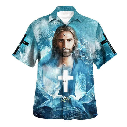 Jesus Pigeon Cross Hawaiian Shirt For Men, Christian Hawaiian Shirt, Gift For Christian