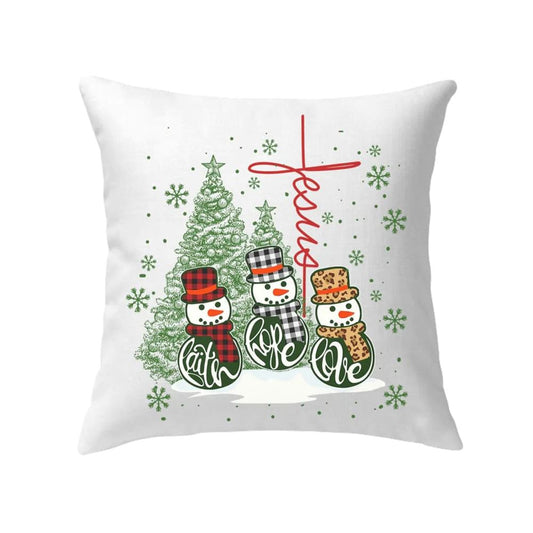 Jesus Pillow, Buffalo Plaid Snowman, Jesus cross, Christmas tree Pillow, Christmas Faith hope love Throw Pillow, Christmas Throw Pillow