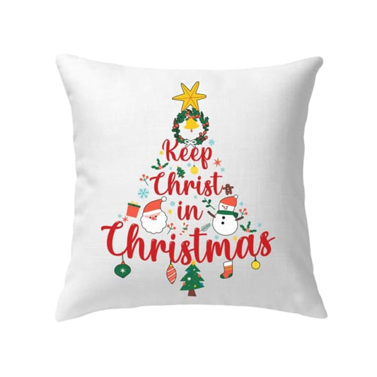 Jesus Pillow, Christian, Christmas Tree Pillow, Keep Christ in Christmas Pillow, Christmas Throw Pillow, Inspirational Gifts
