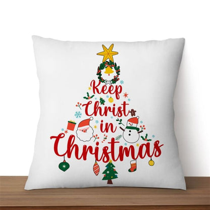 Jesus Pillow, Christian, Christmas Tree Pillow, Keep Christ in Christmas Pillow, Christmas Throw Pillow, Inspirational Gifts