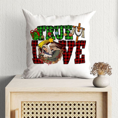 Jesus Pillow, Christmas Pillow, Buffalo Plaid Pillow, True love pillow, Christmas Throw Pillow, Inspirational Gifts