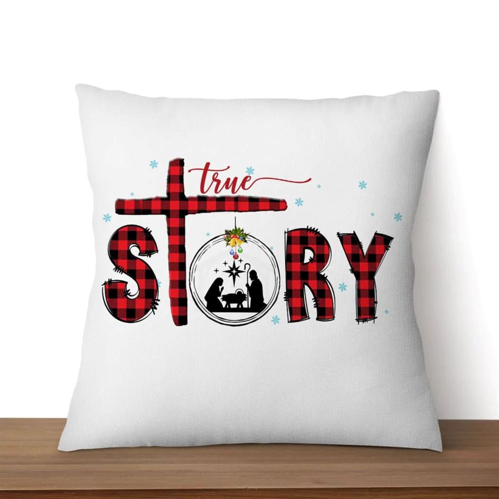 Jesus Pillow, Christmas Pillow, Snowflake, Buffalo Plaid Pillow, True story pillow, Christmas Throw Pillow, Inspirational Gifts
