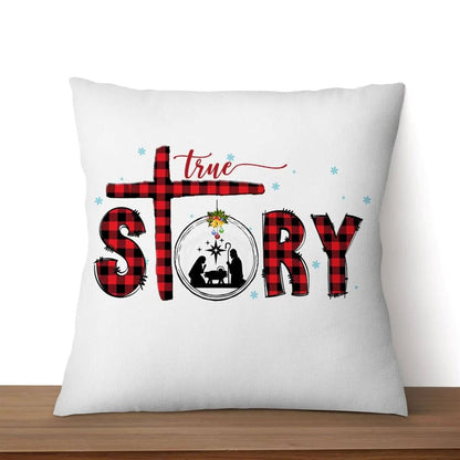 Jesus Pillow, Christmas Pillow, Snowflake, Buffalo Plaid Pillow, True story pillow, Christmas Throw Pillow, Inspirational Gifts