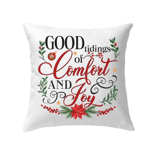 Jesus Pillow, Christmas Wreath, Bay Leaf Pillow, Christmas Good tidings of comfort and joy Throw Pillow, Christmas Throw Pillow, Inspirational Gifts