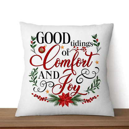 Jesus Pillow, Christmas Wreath, Bay Leaf Pillow, Christmas Good tidings of comfort and joy Throw Pillow, Christmas Throw Pillow, Inspirational Gifts