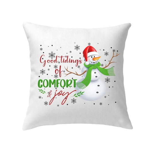 Jesus Pillow, Snowman Pillow, Christmas Good tidings of comfort and joy Throw Pillow, Christmas Throw Pillow, Inspirational Gifts