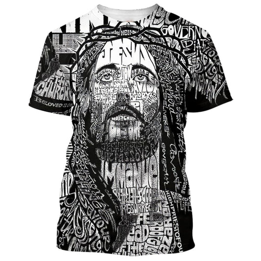 Jesus Portrait All Over Print 3D T Shirt For Men And Women, Christian T-Shirt, Faith Shirt
