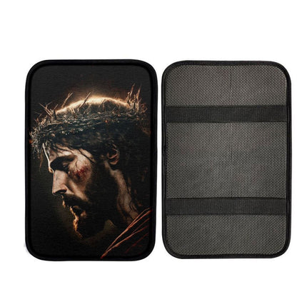 Jesus Portrait Car Center Console Cover 1, Christian Car Armrest Accessories