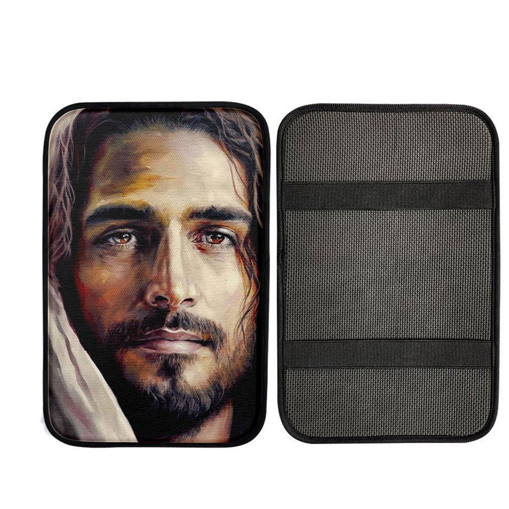 Jesus Portrait Car Center Console Cover 4, God Car Armrest Accessories
