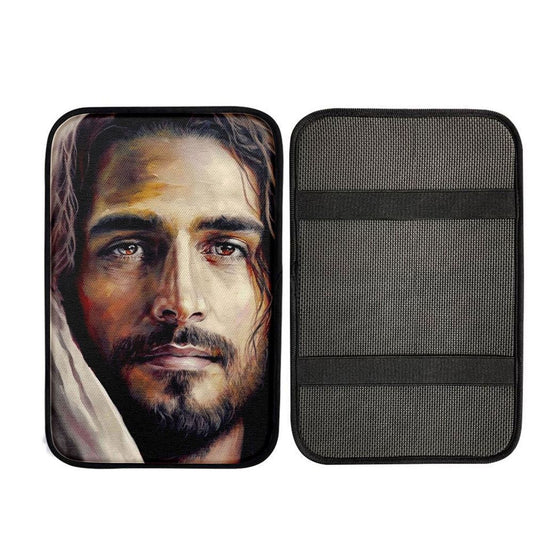 Jesus Portrait Car Center Console Cover 4, God Car Armrest Accessories